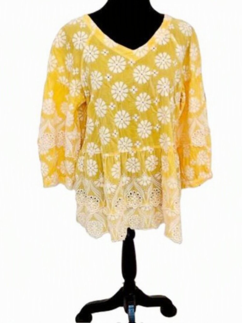 John Mark BoHo Top - Sunny Yellow Eyelet / Embroidery
